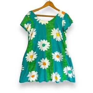 Jams World "LOVES ME" 90's Cruise Short Sleeve Daisy Floral Dress Rayon Sz M Y2K